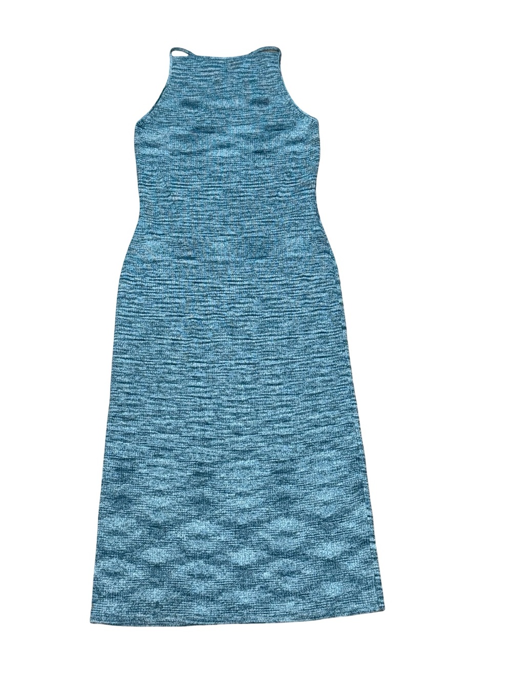 ✨ Banana Republic Sea Teal Space Dye Midi Sweater Dress Strappy Back Tank Size S - Picture 5 of 14